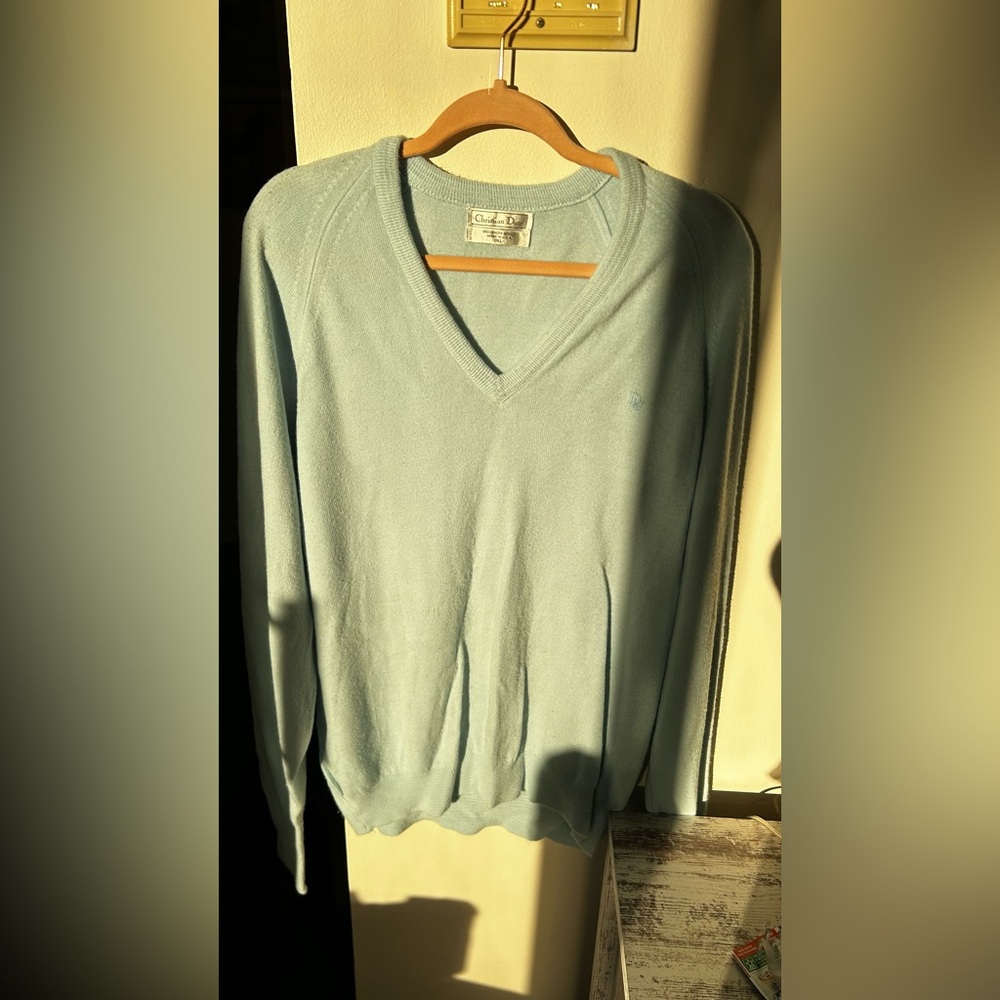 Dior Light Blue V-Neck Sweater